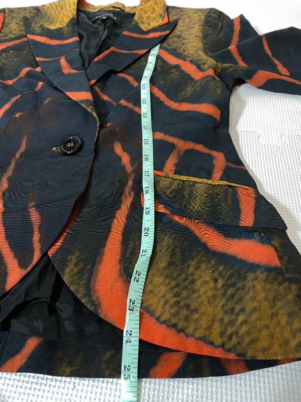 ESCADA Buella Fantasy Print Blazer Black Brown Rust Orange Tailored Sz 36 (S) - Picture 13 of 15